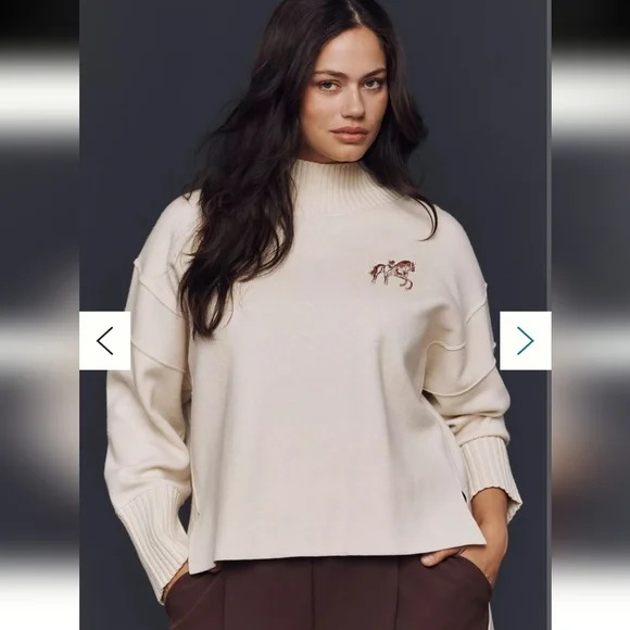 Maeve By Anthropologie Logan Turtleneck Sweater Western Equestrian Horse - Picture 5 of 13